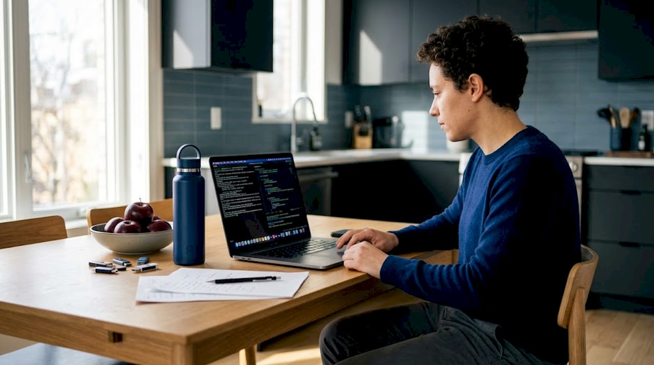 Developer running AI model locally on laptop