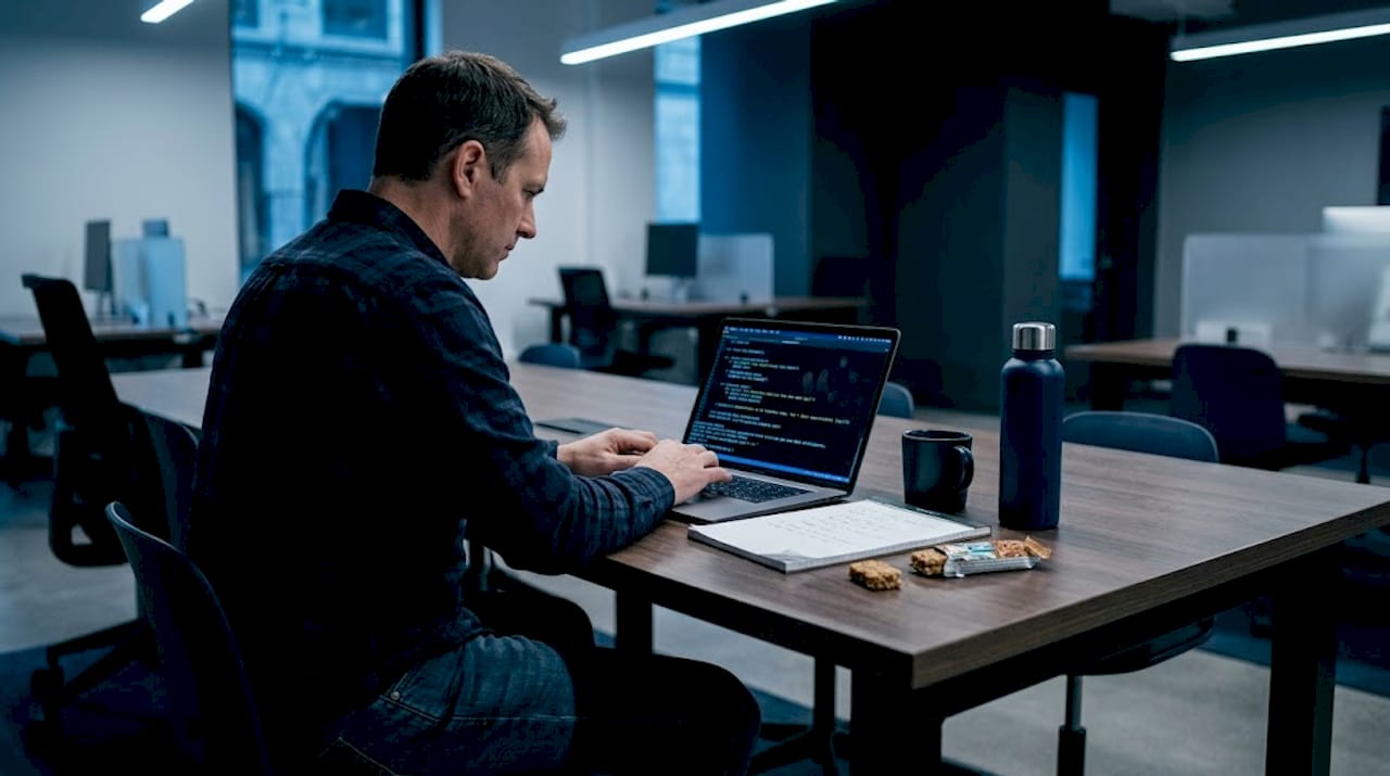 Developer automating privacy workflow at desk