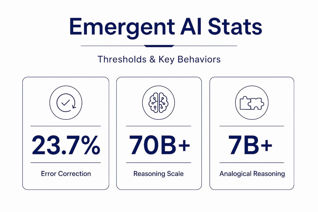 Infographic showing emergent AI model thresholds and behaviors