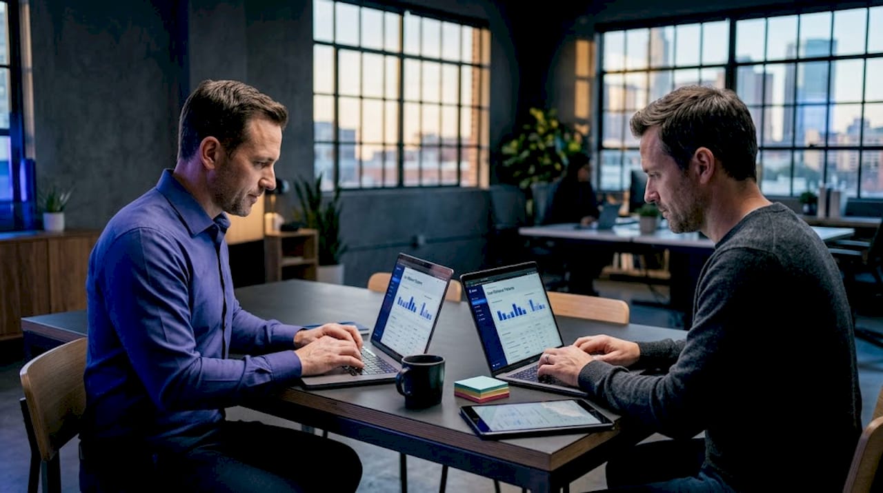 Team reviewing AI user behavior analytics dashboards