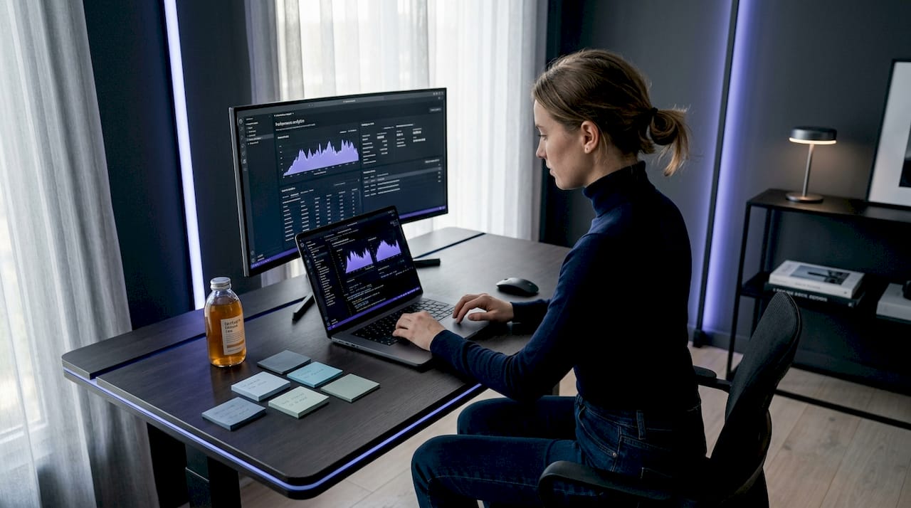 Engineer testing local AI models at desk