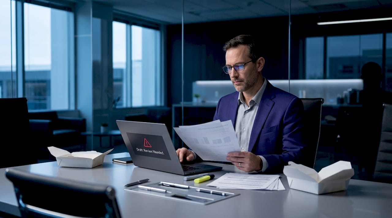 Compliance manager reviews AI-generated risk reports