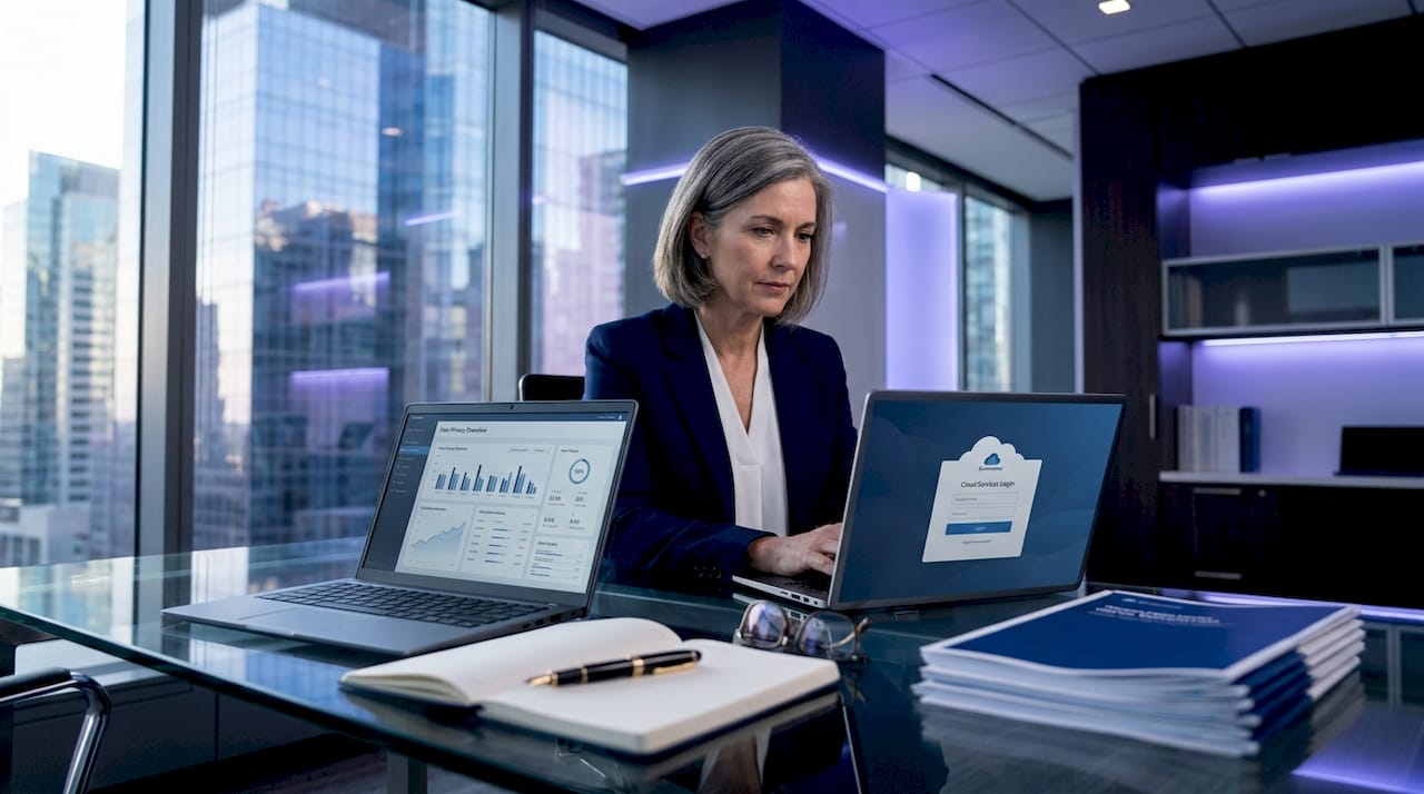 Executive comparing private and cloud ai options