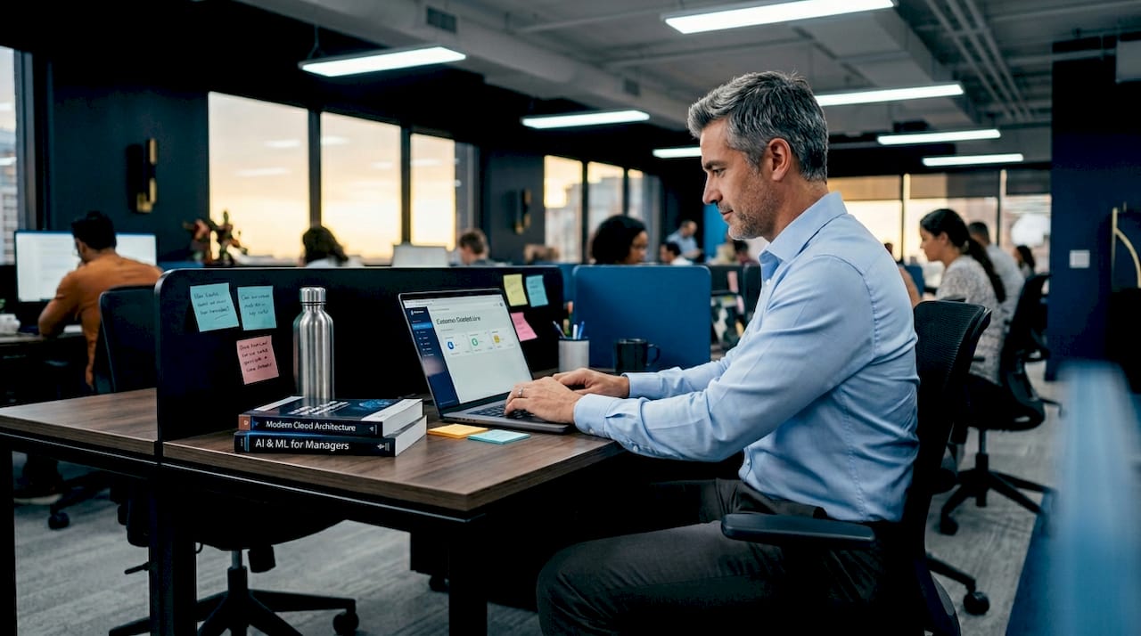 IT manager using enterprise cloud ai at work