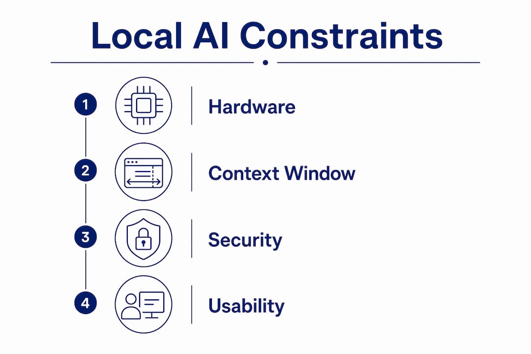 Infographic outlining local AI constraints steps