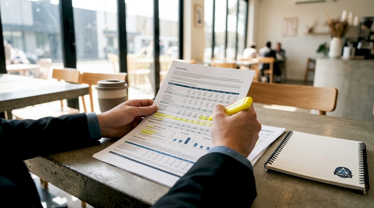 Hands highlighting financial plan components