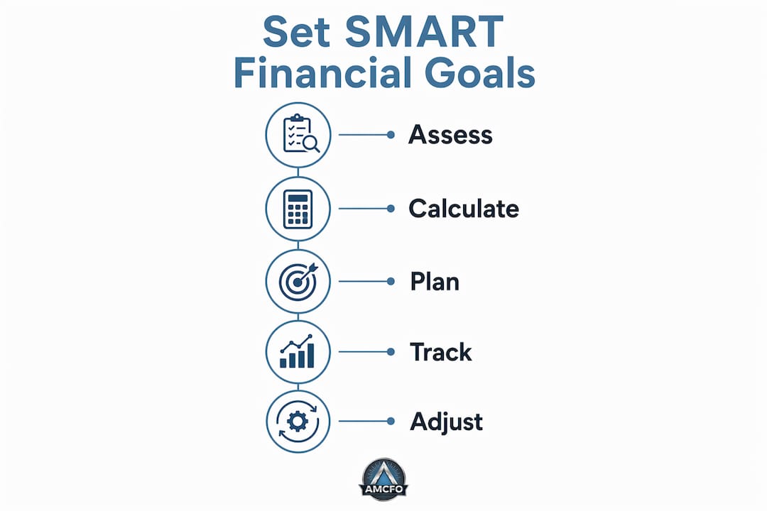 Infographic showing steps to set SMART financial goals
