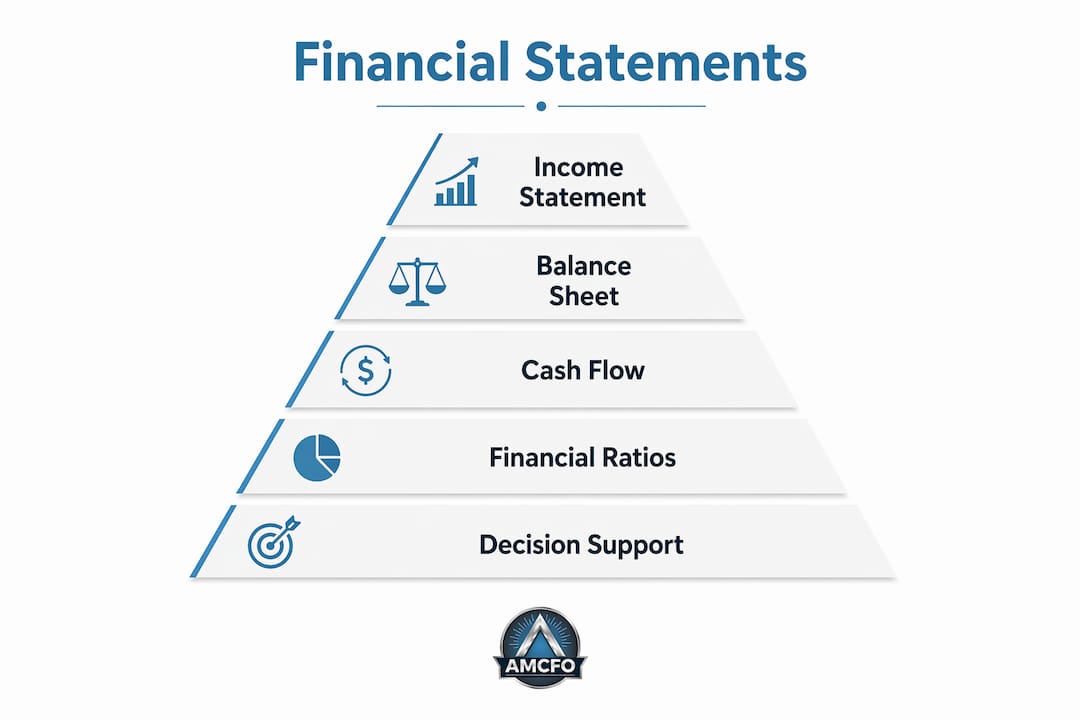 Infographic displaying hierarchy of financial statement components