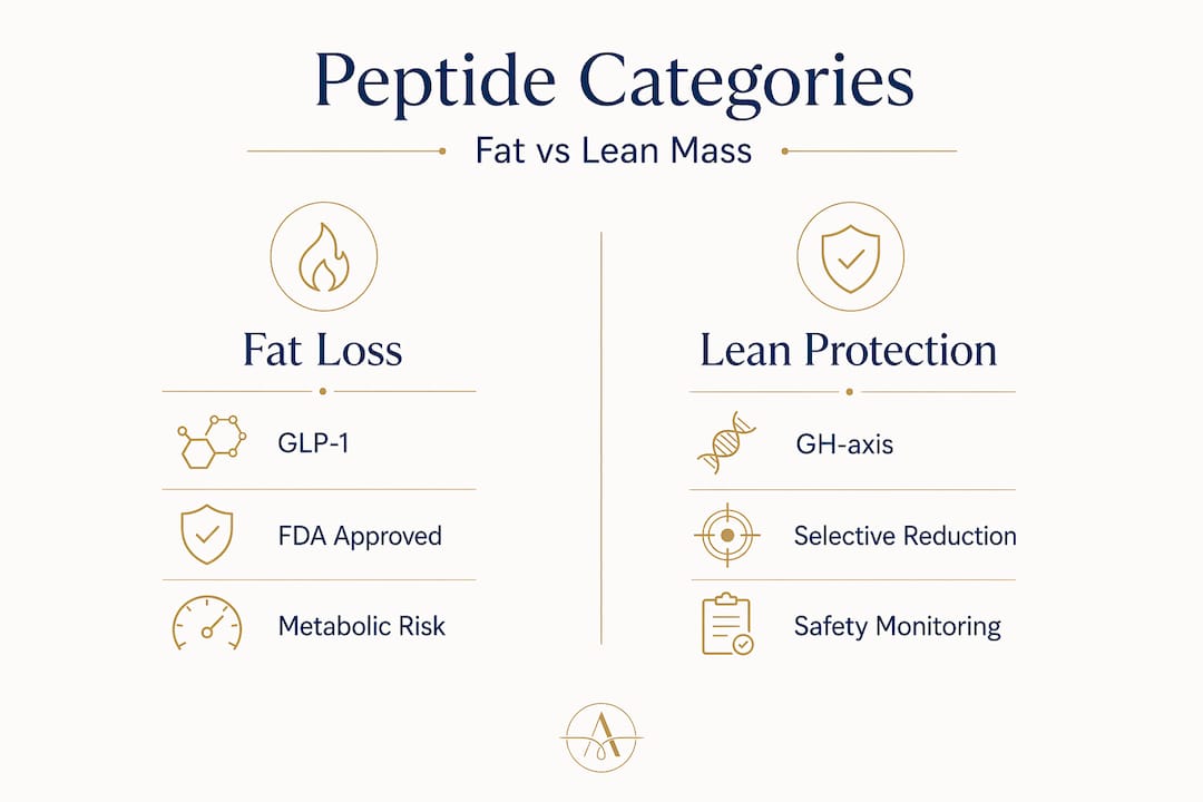 Infographic comparing two peptide categories
