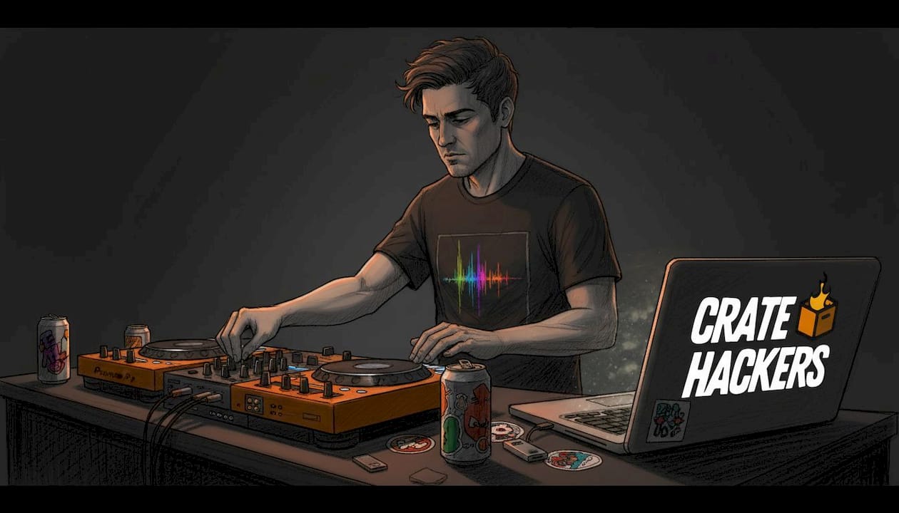 DJ using macOS in club booth