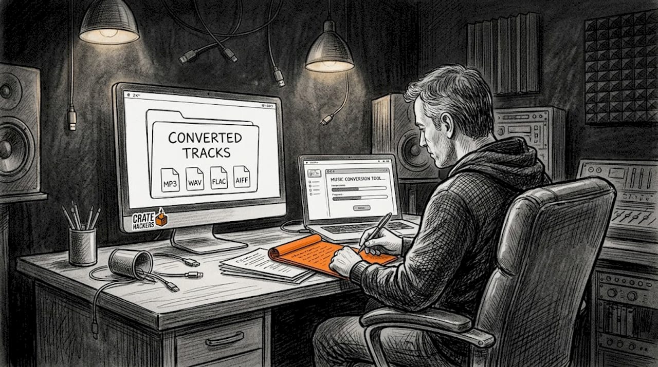 Workspace showing music file formats and conversion tools