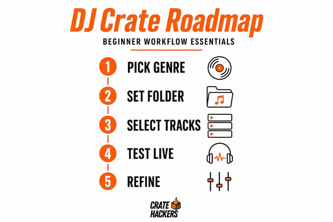 Infographic showing step-by-step DJ crate process