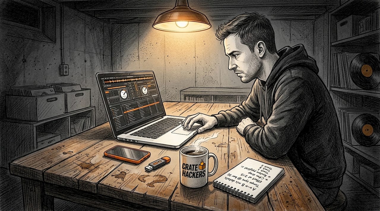 DJ using software to prepare tracks