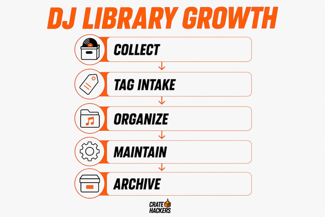 Infographic of DJ library growth stages
