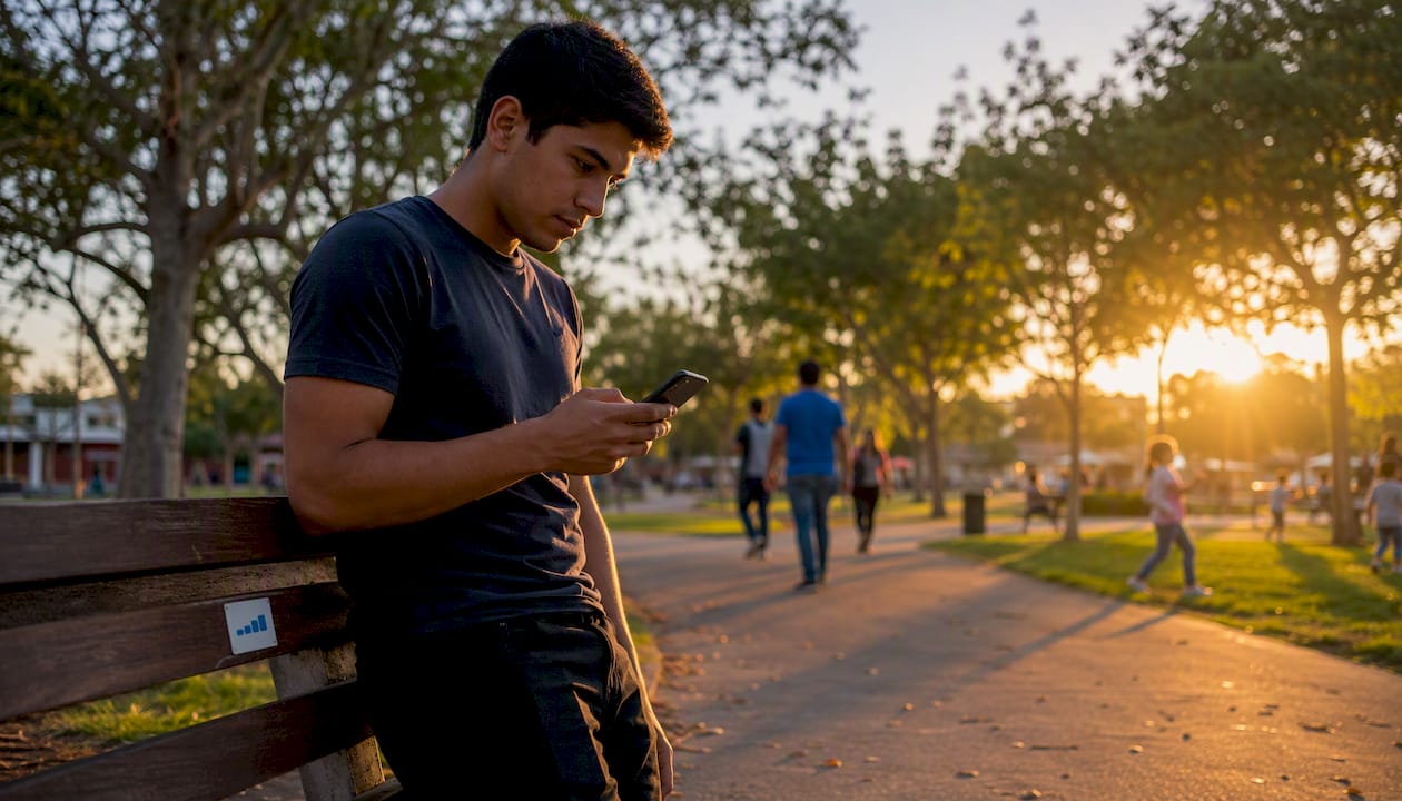Customer using smartphone to contact business