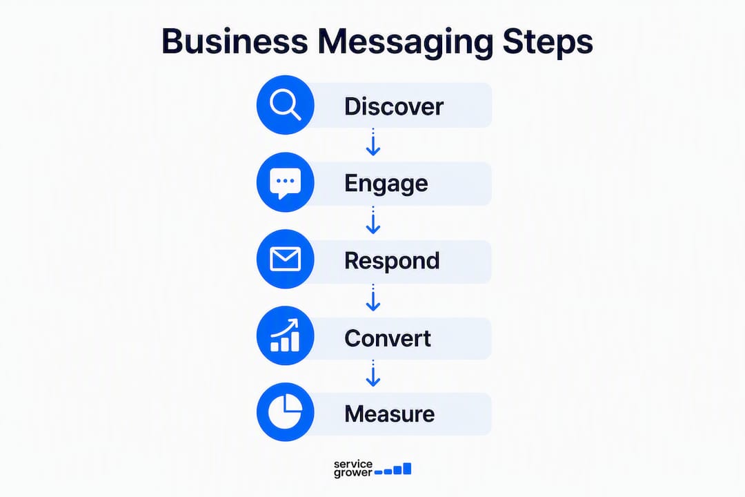 Infographic illustrating steps in business messaging