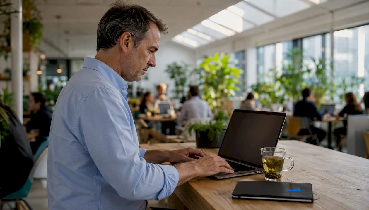 Man reviewing Google Ads geo targeting dashboard