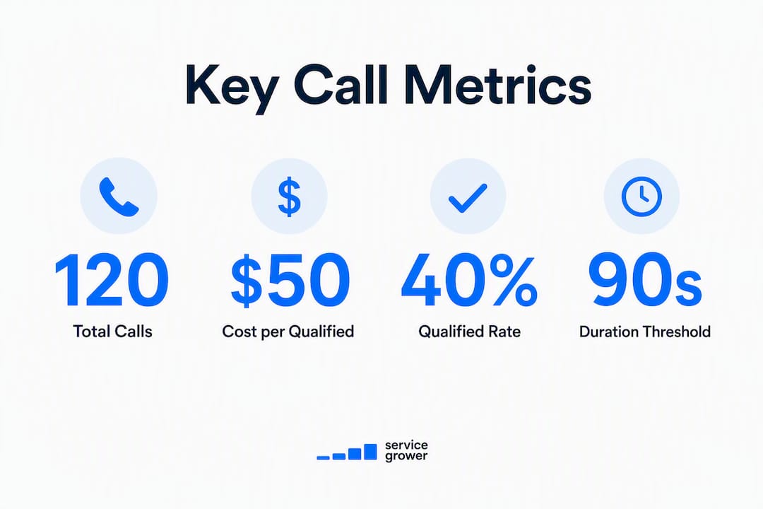 Infographic showing key call tracking metrics
