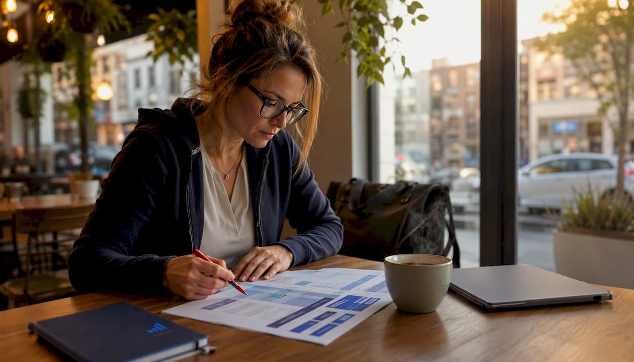Manager reviewing GoHighLevel pricing sheets