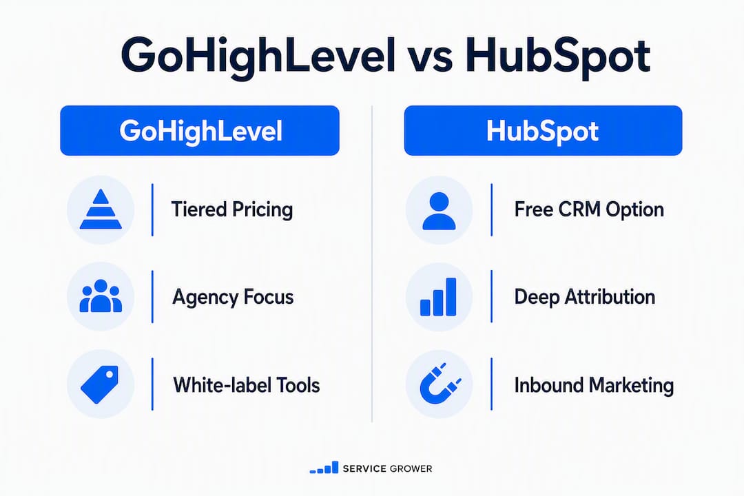 Infographic comparing GoHighLevel and HubSpot CRM features