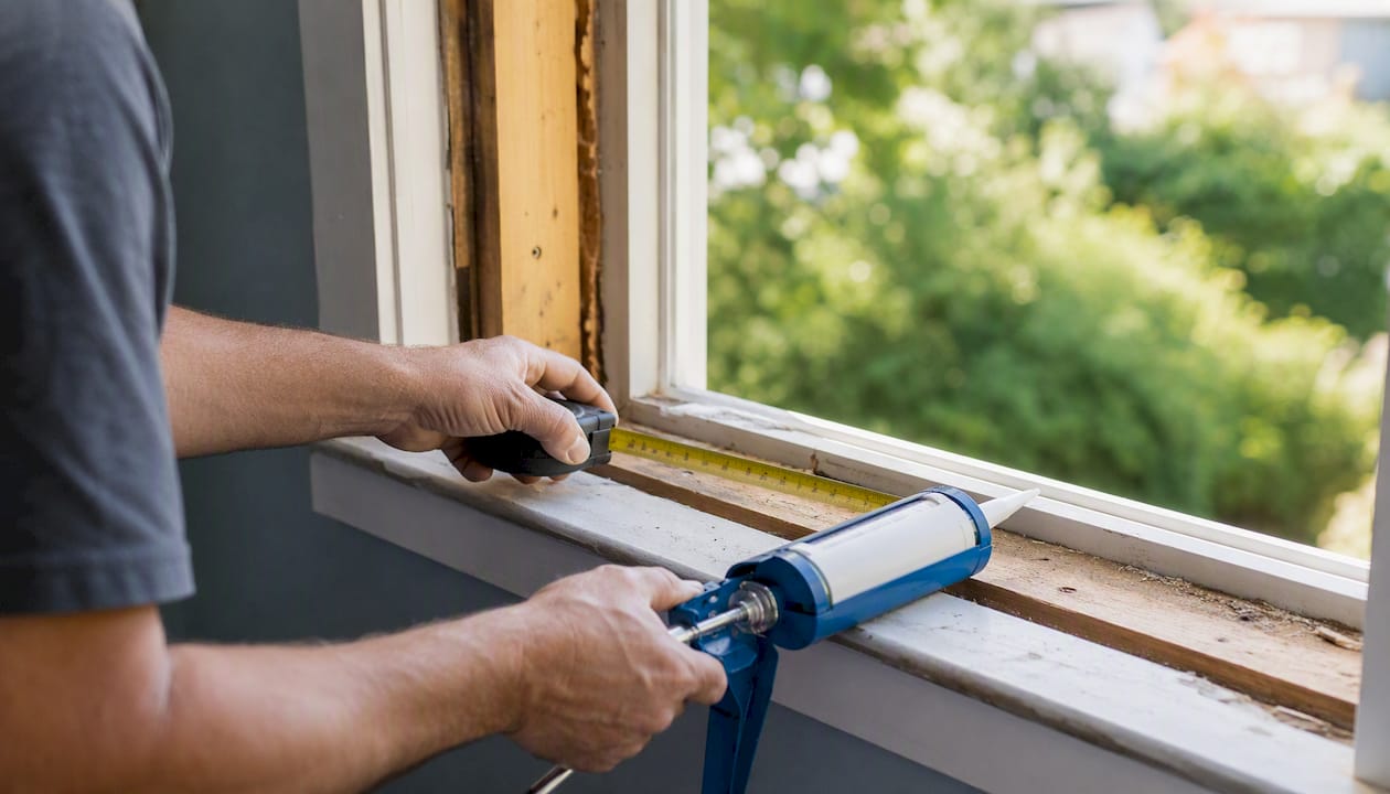 Hands measuring window opening for replacement