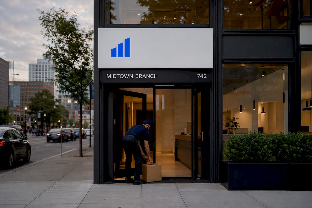 Storefront with distinct branch signage