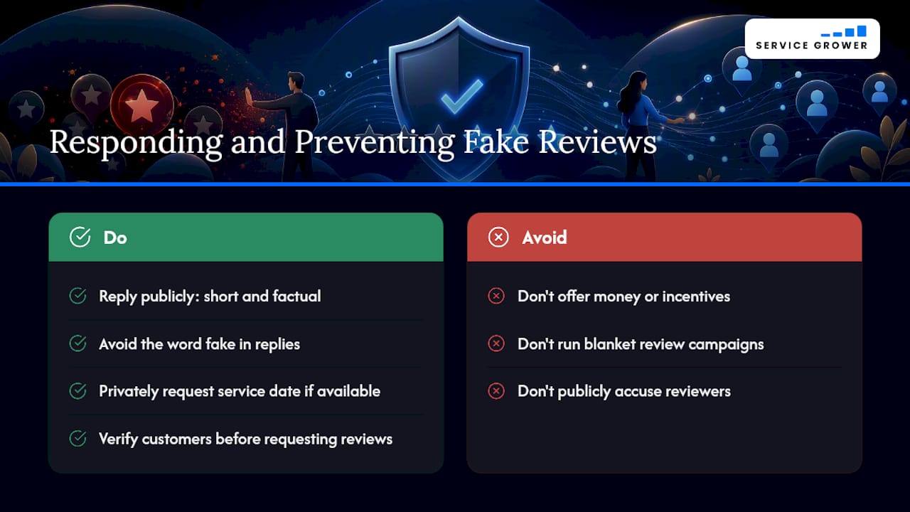 Responding to Reviews and Preventing the Next Fake One — overview diagram