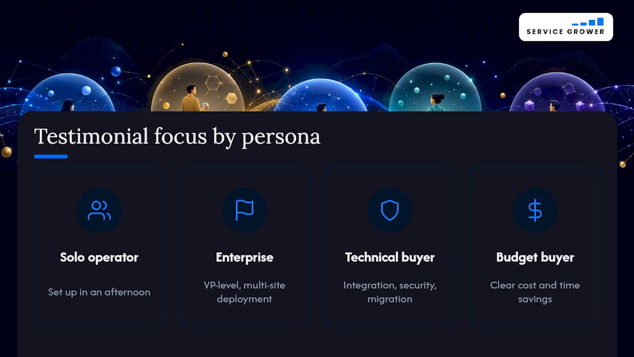 Testimonial focus areas by buyer persona