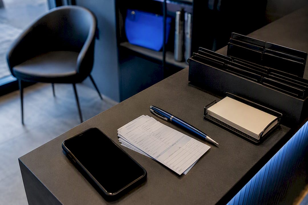 Salon desk with appointment tools