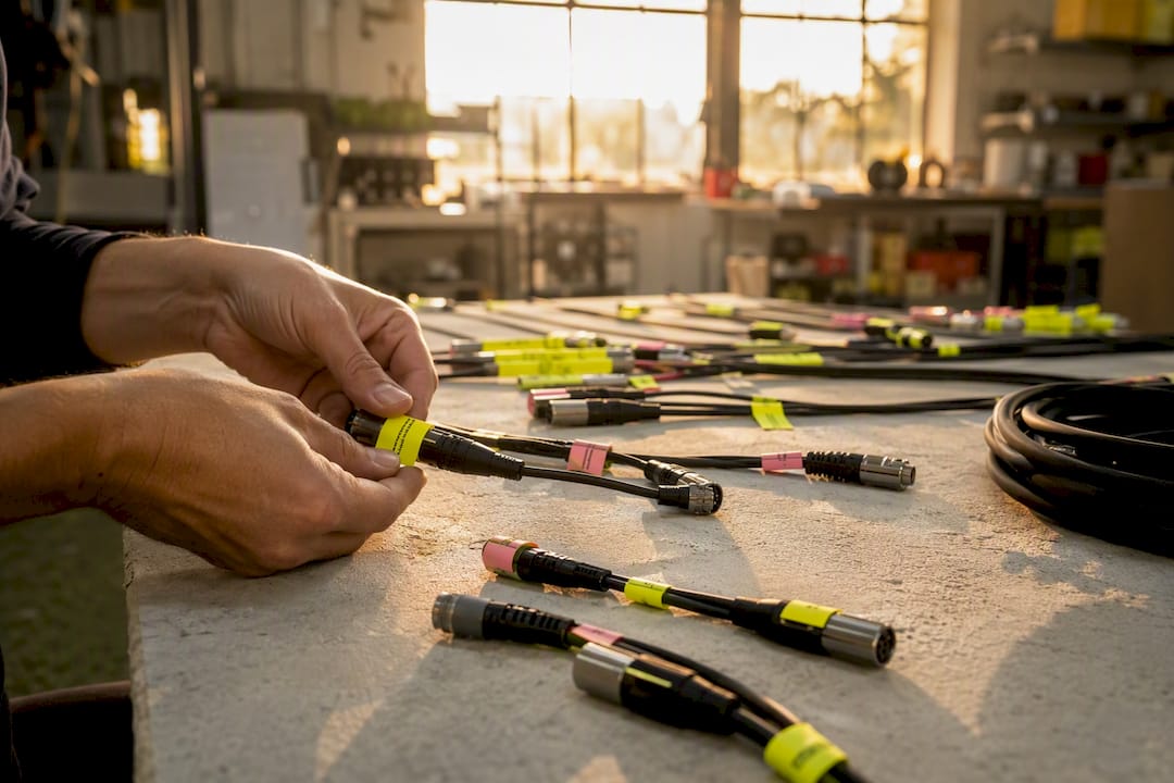 Hands labeling cable connectors