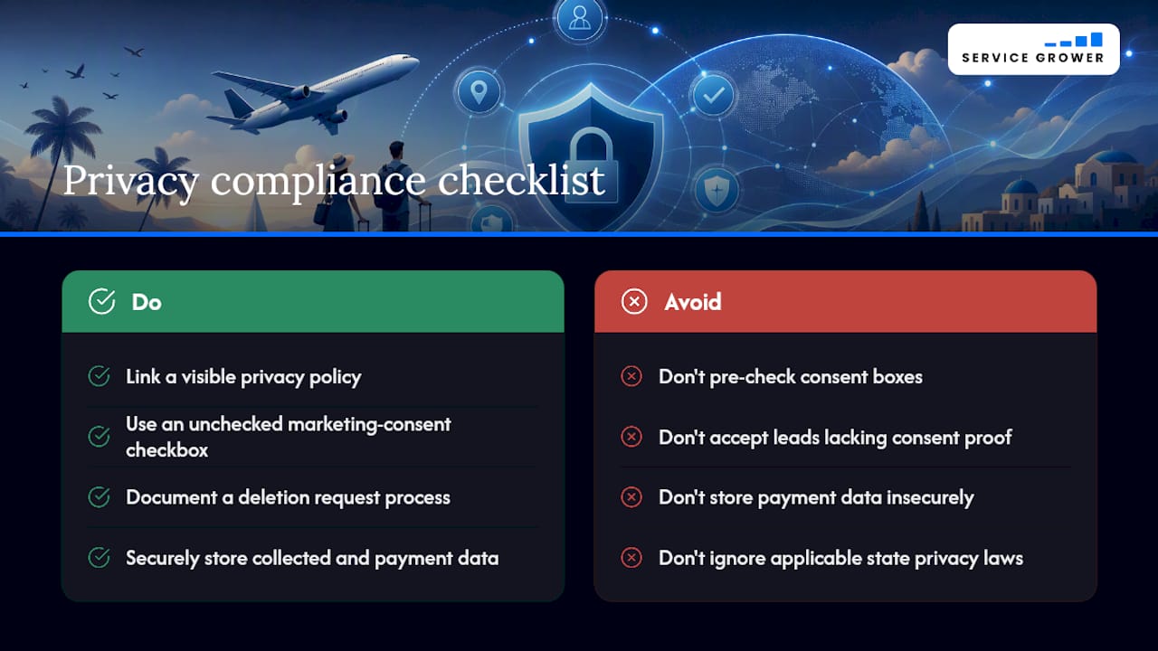 Compliance and Data Privacy in Travel Lead Generation — overview diagram