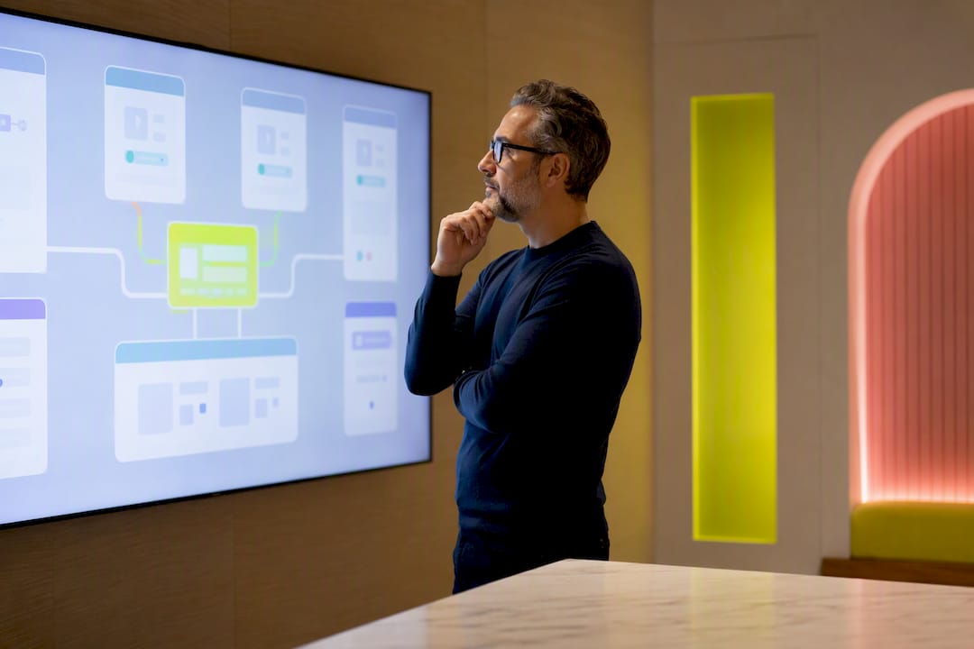 Architect reviewing multi-storefront catalog architecture