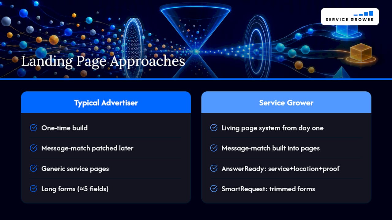 Service Grower's Perspective on Landing Pages That Actually Convert — overview diagram