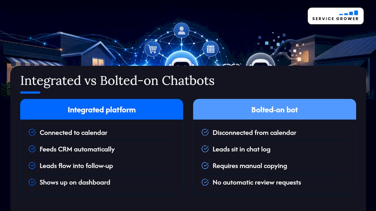 Integrated chatbot lead workflow diagram