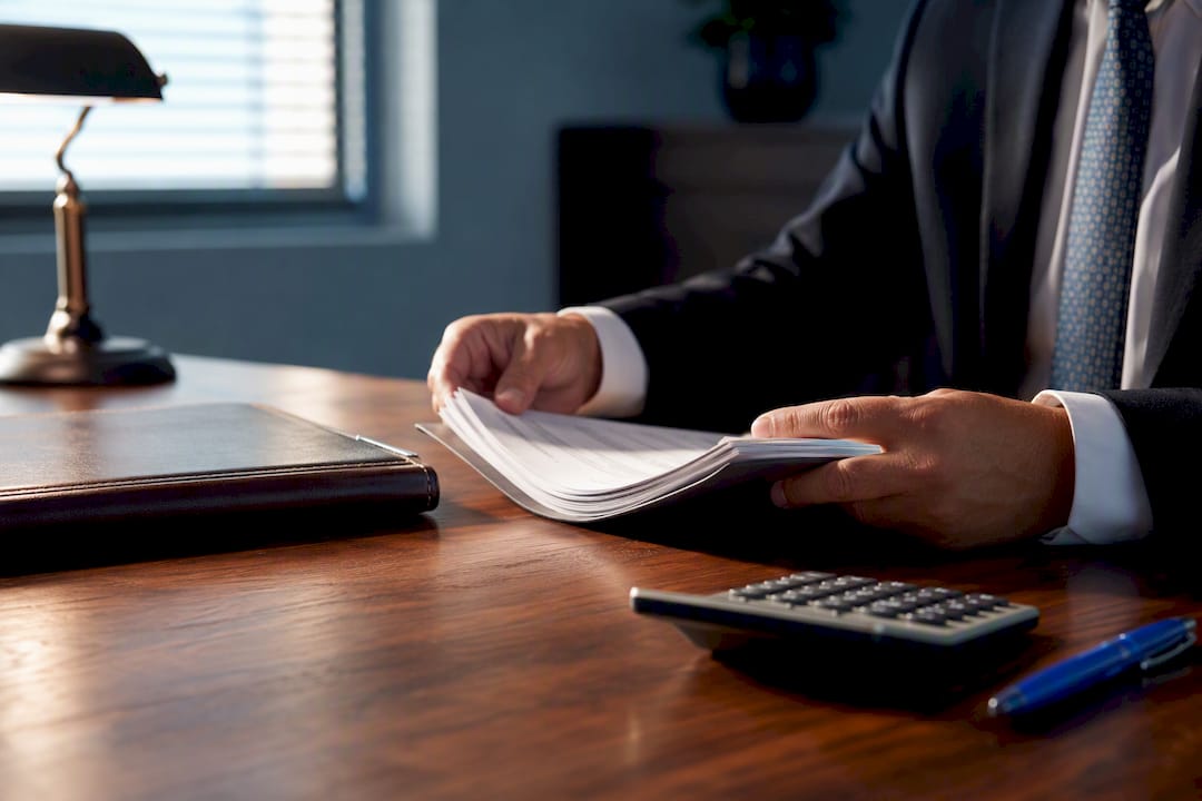 Attorney organizing real estate closing documents