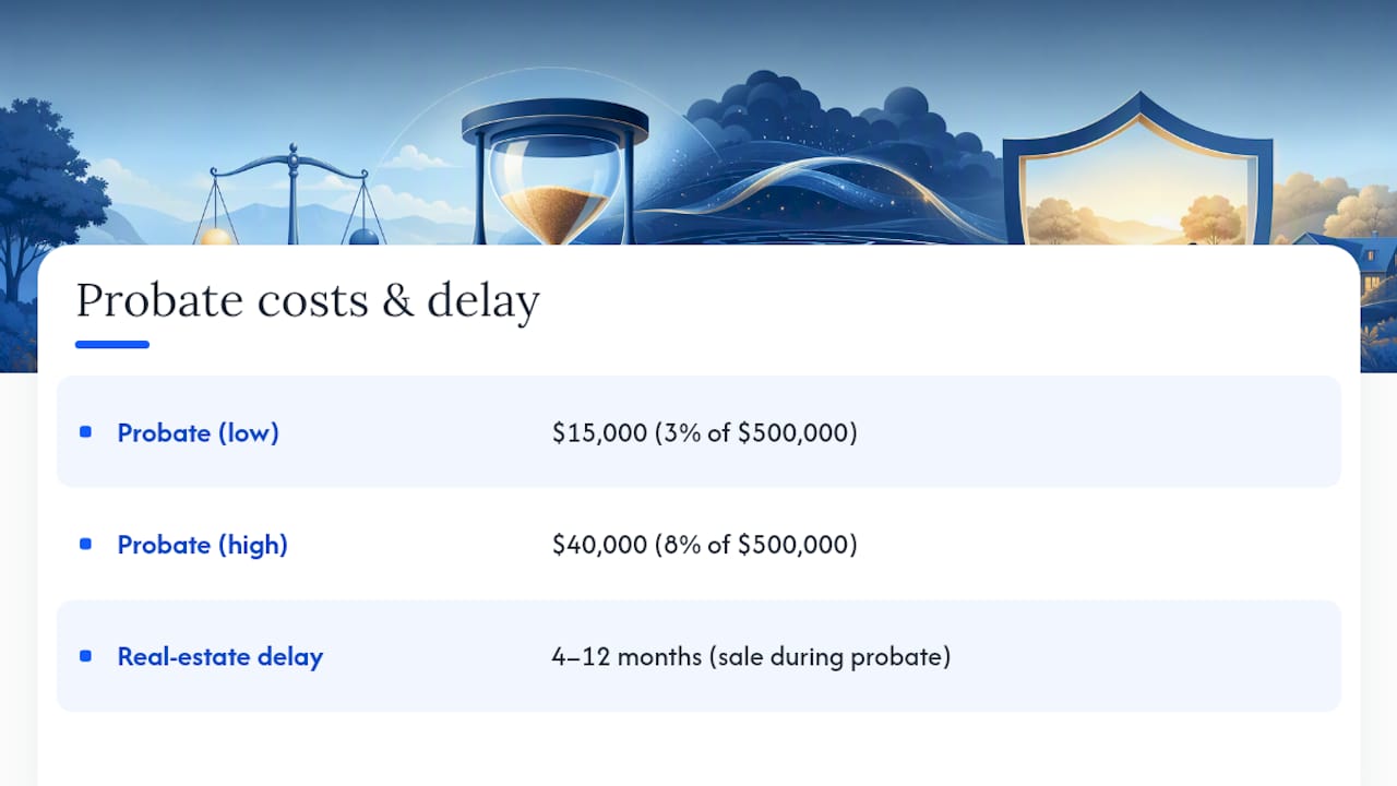 Probate fees and property delay ranges