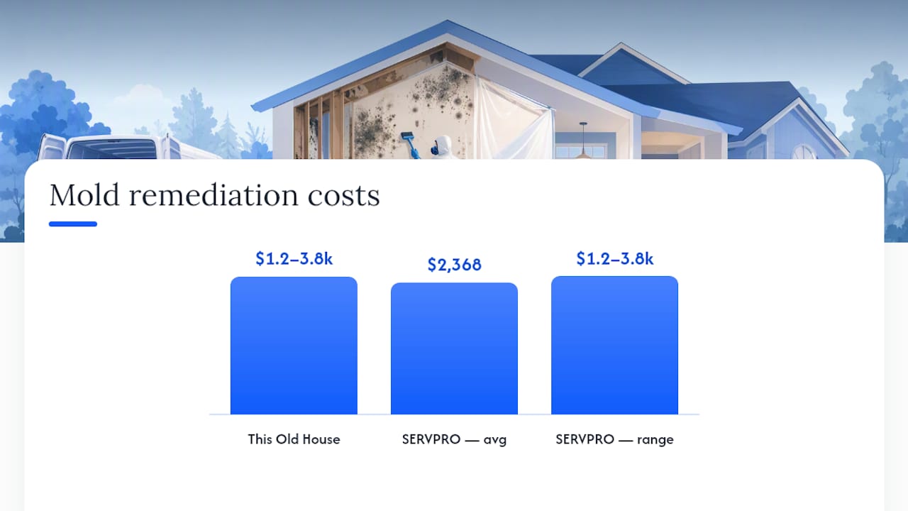 Mold remediation cost ranges compared