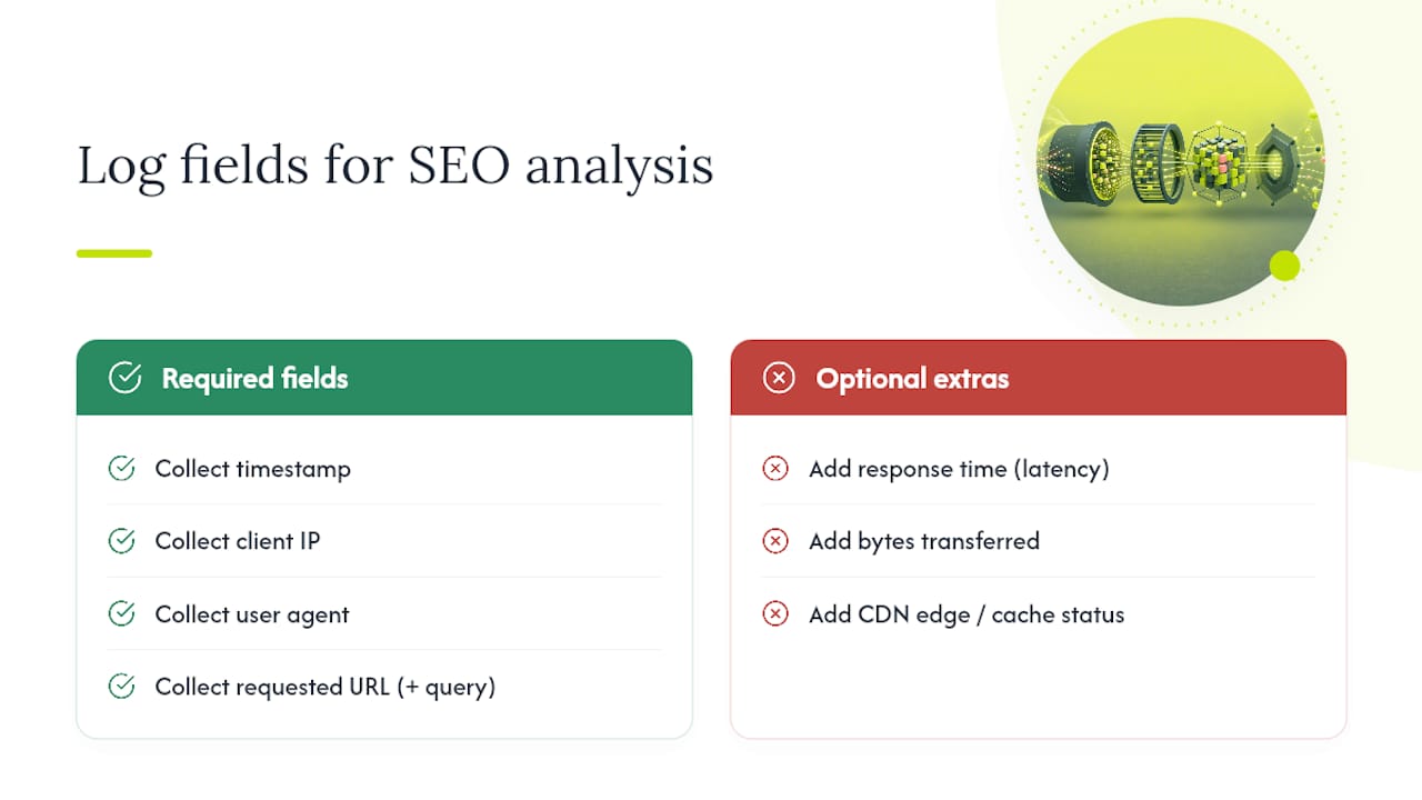 Essential fields in an SEO server log