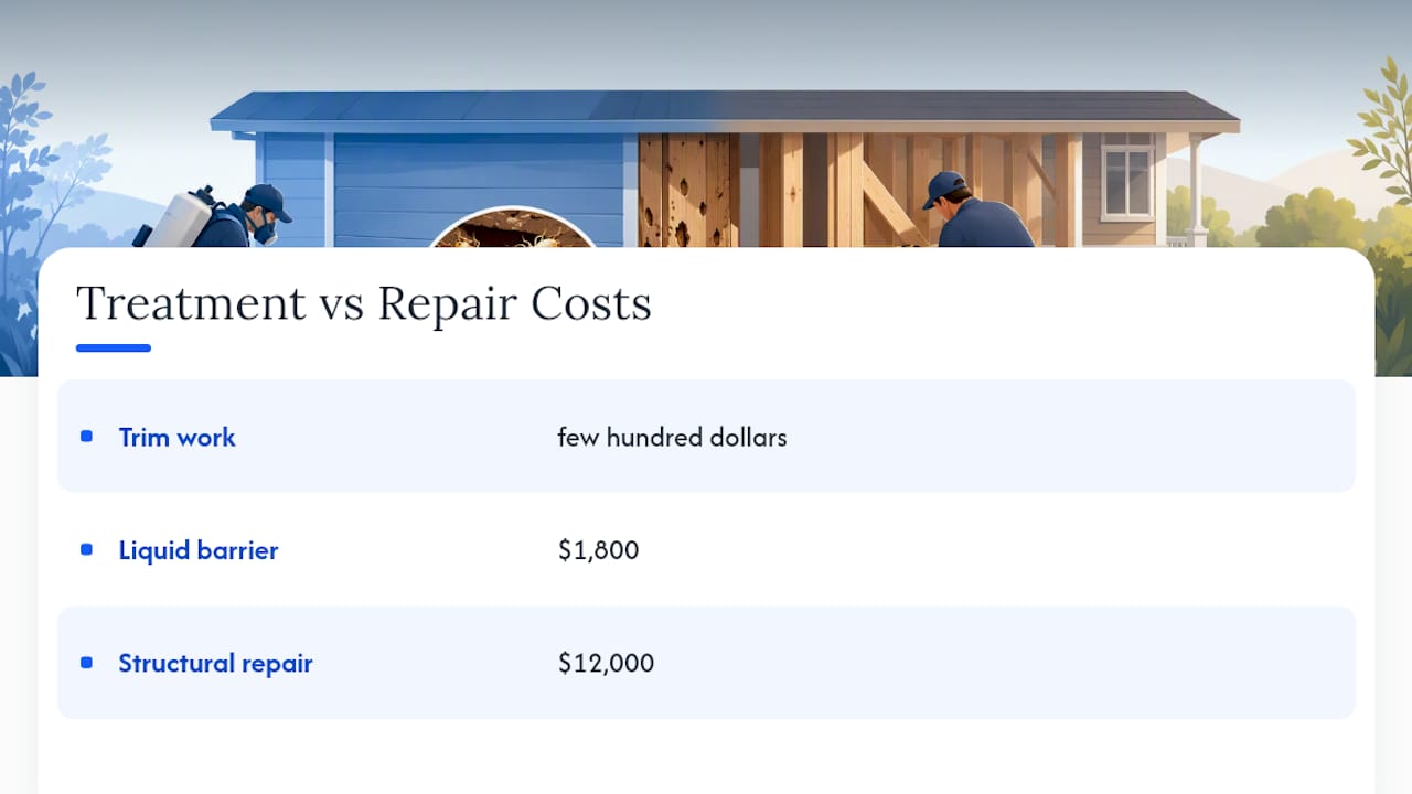 Termite treatment versus structural repair costs
