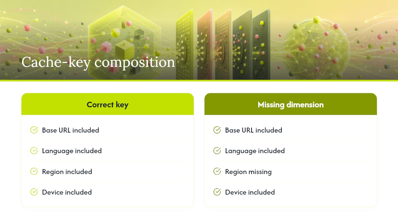 Cache key dimensions routing response variants