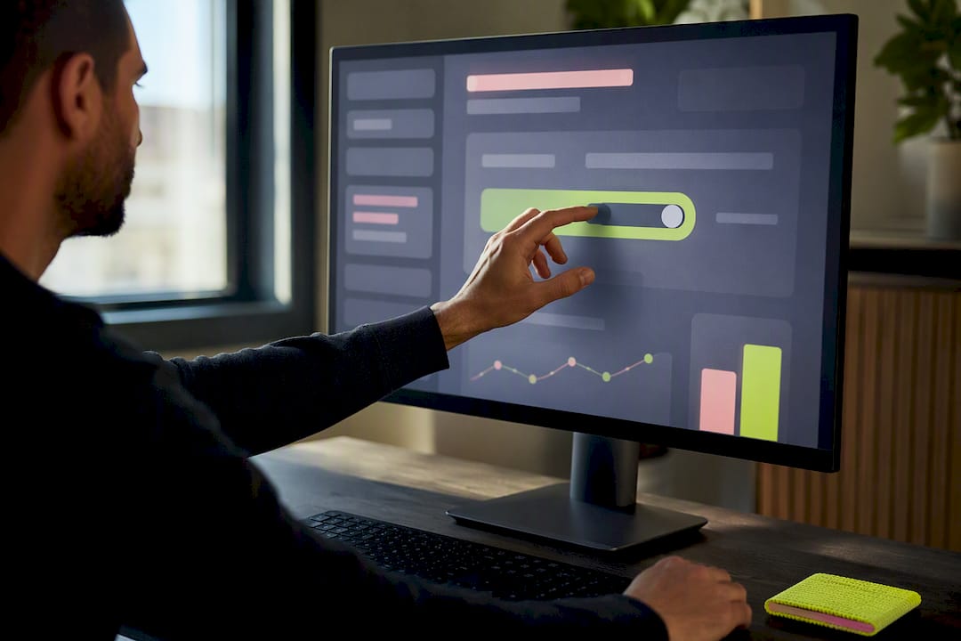 Engineer configuring consent signals on monitor
