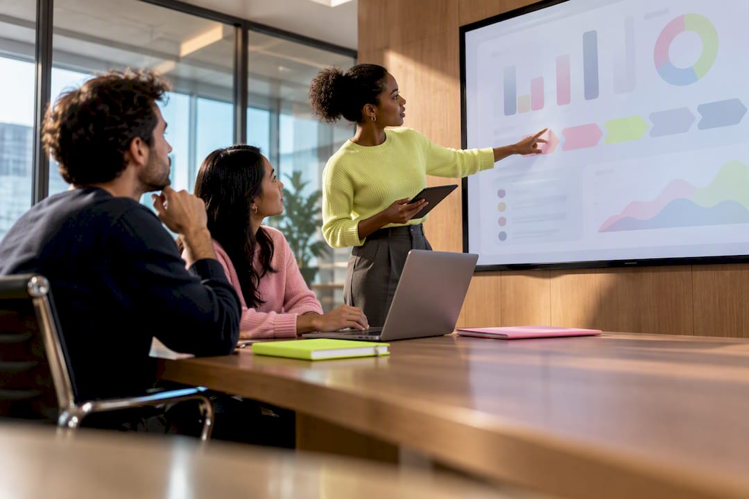 Team reviewing revenue forecast dashboard
