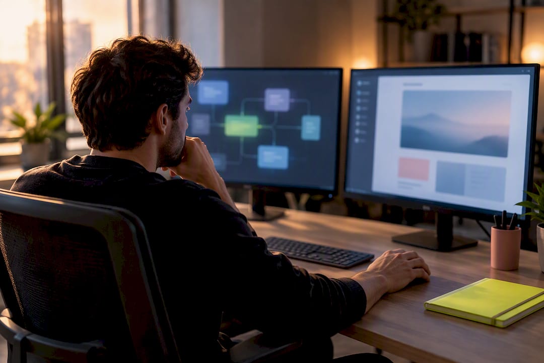 Engineer reviewing headless CMS architecture