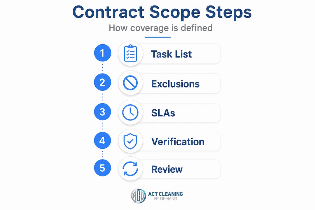 Infographic showing steps for contract coverage scope