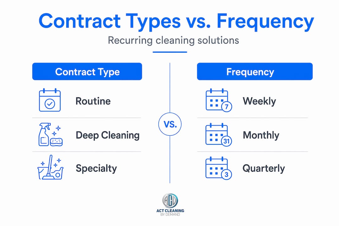 Infographic comparing contract type and cleaning frequency