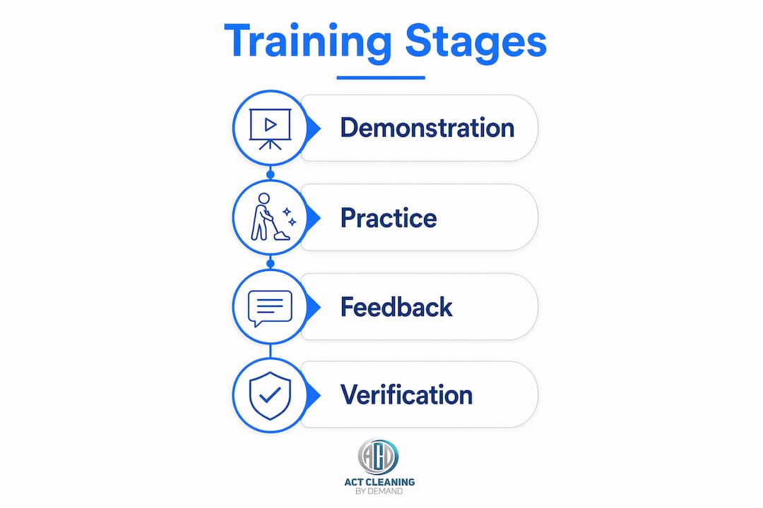 Infographic illustrating four training stages
