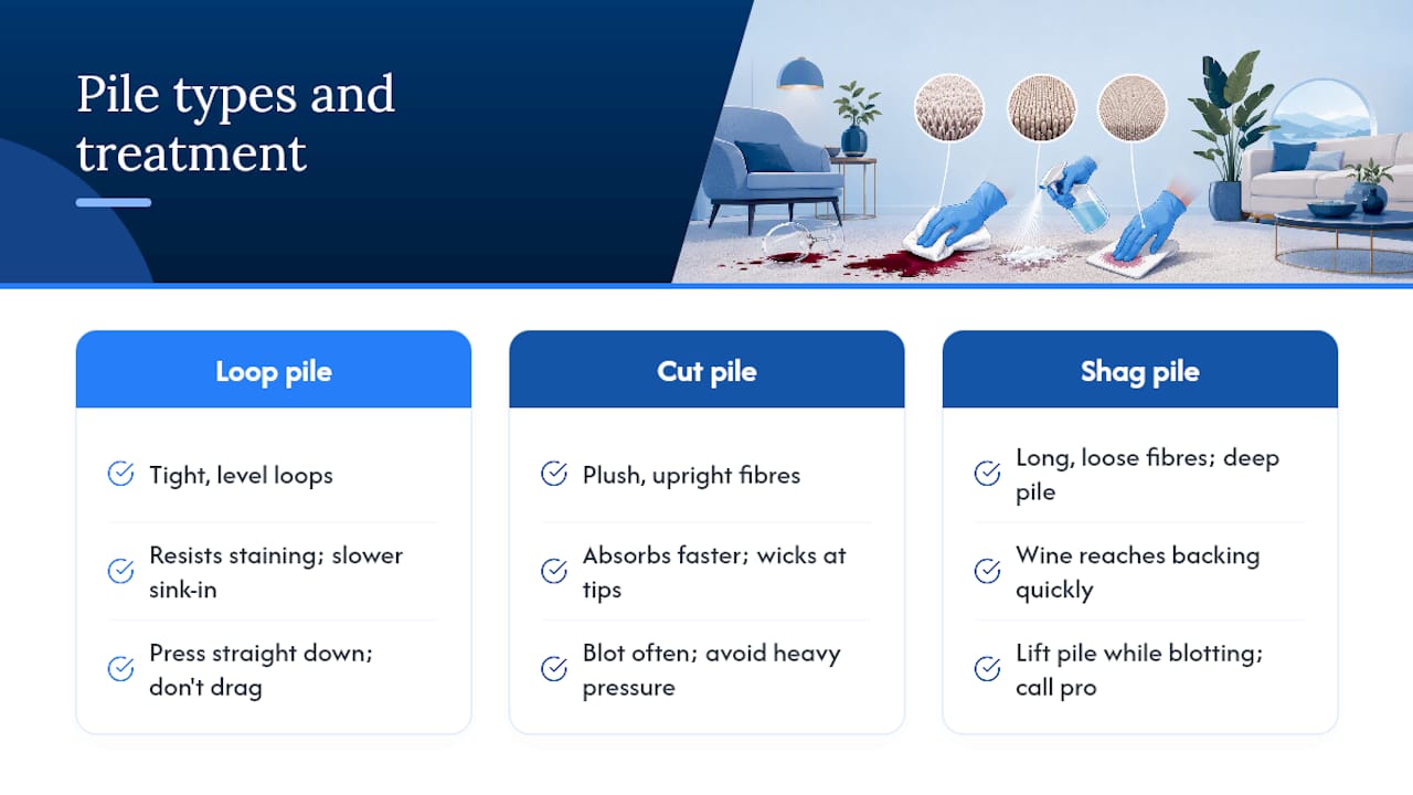 Comparison of three carpet pile types