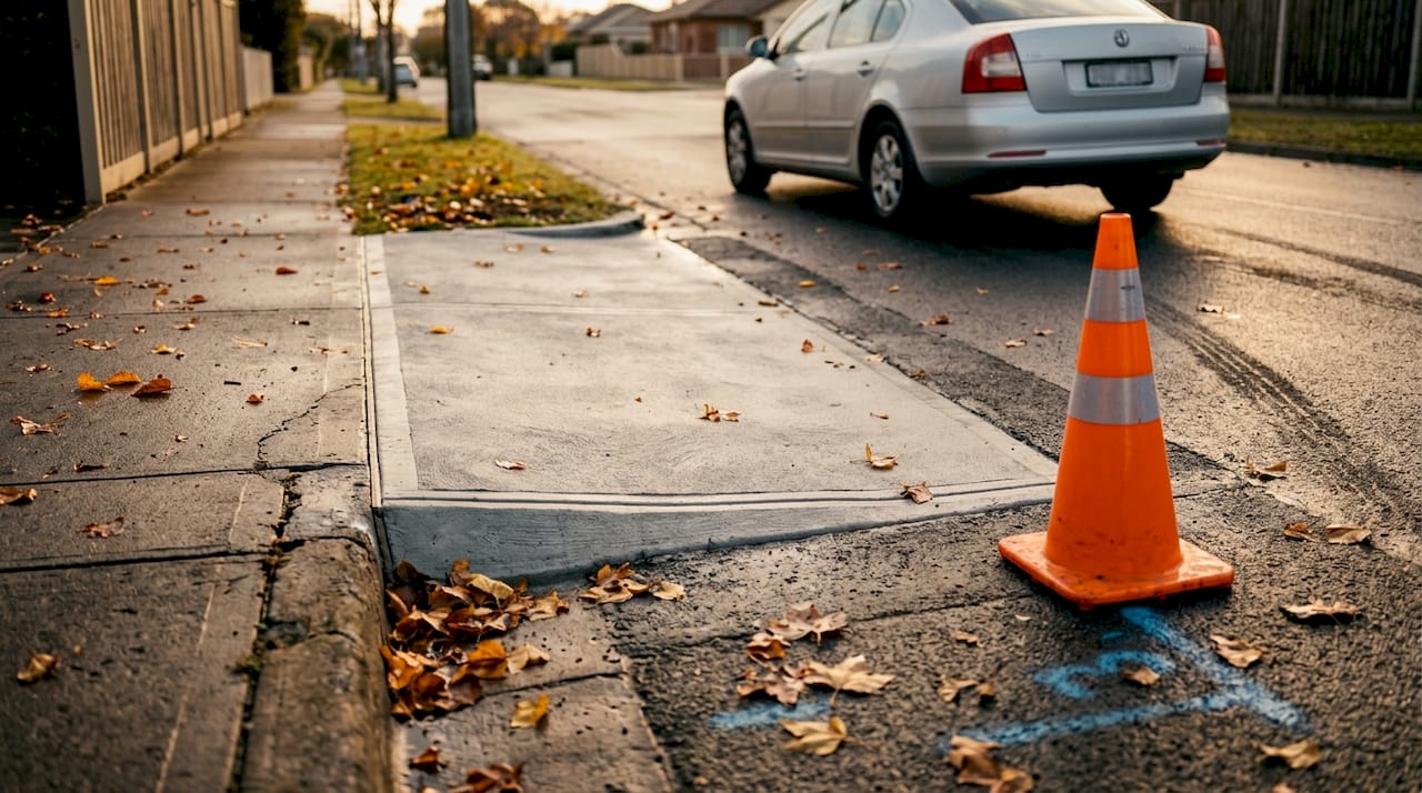 Concrete apron transitions driveway to street