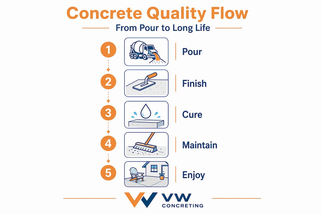 Concrete patio quality process infographic