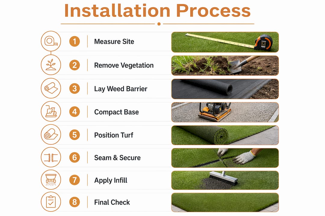 Infographic of artificial turf installation steps